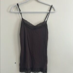 Vintage Eyeshadow Lace Cami Tank‎ Top Y2k mcbling chocolate brown layering